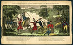 Woodcut of "A View of Col. Johnson's Engagement with the Savages (commanded by Tecumseh) near the Moravian Town, October 5th, 1812"