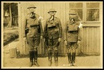 Colonel Luke Lea (left) and 2 unidentified soldiers wearing gas masks, ca. 1918